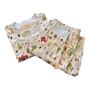 Pottery Barn Big Kids Two Piece Christmas Holiday Pajama Set Large North Pole